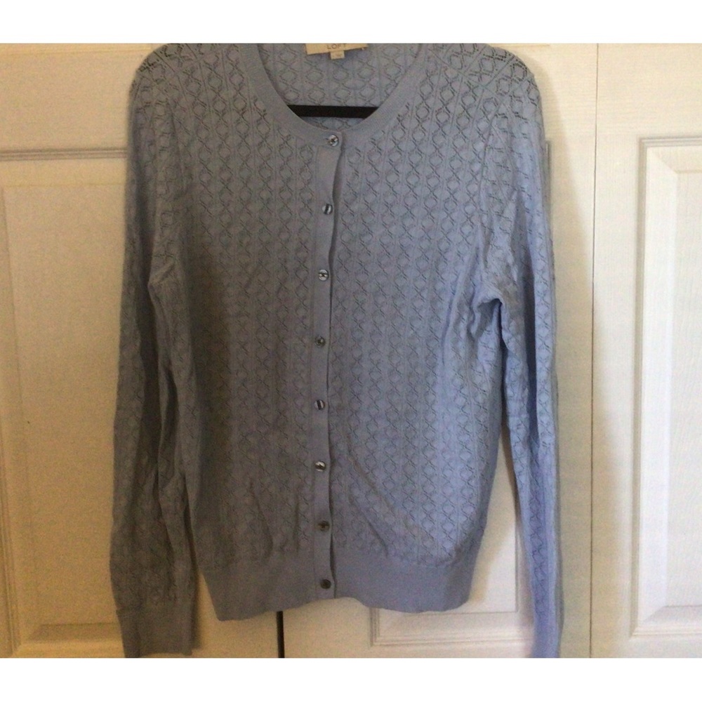 Women’s, Size L, LOFT, Button Down Sweater, Light Blue